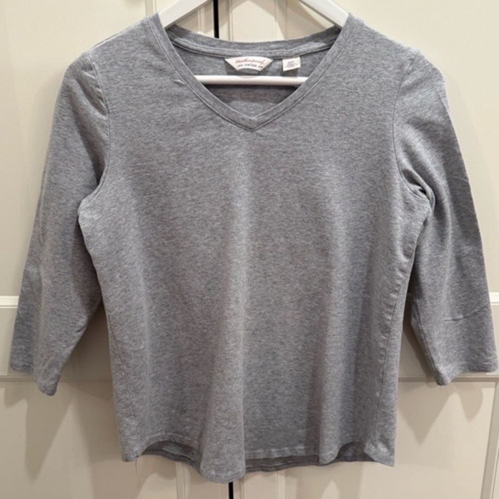 Weatherproof Vintage Womens Size Small Grey V-Neck 34 Sleeve T-Shirt Top